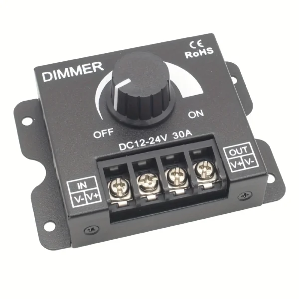 1pc 12V to 24V 30A LED Dimmer Switch Knob with Metal Housing
