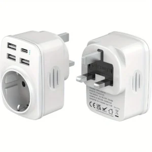 5 in 1 UK Power Adapter with 3 USB A Ports