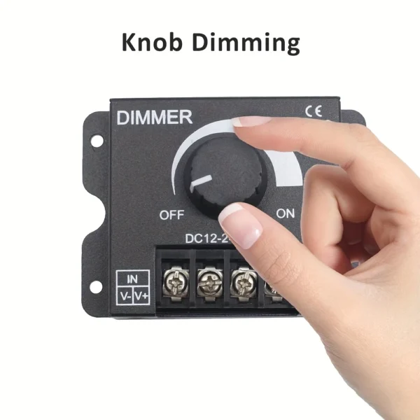 1pc 12V to 24V 30A LED Dimmer Switch Knob with Metal Housing