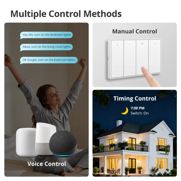 Zemismart Zigbee 4-Gangs Smart Wall Switch with Neutral Wire for Tuya, Alexa & Google Home