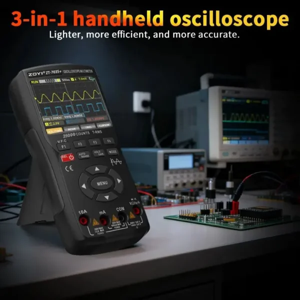 ZOYI 3-in-1 Digital Multimeter, 2-Channel 50MHz Oscilloscope & Signal Generator