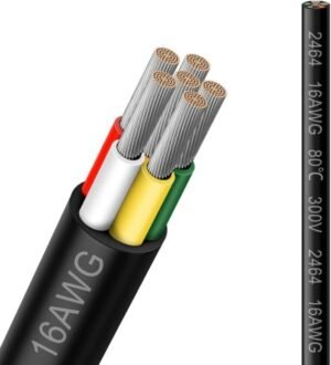 16 AWG Electrical Wire, 6/7/8 Conductor Multi-Core Tinned Copper Cable, Black/White PVC Insulated Flexible Control Wire, 10/20/50m (33ft–165ft)